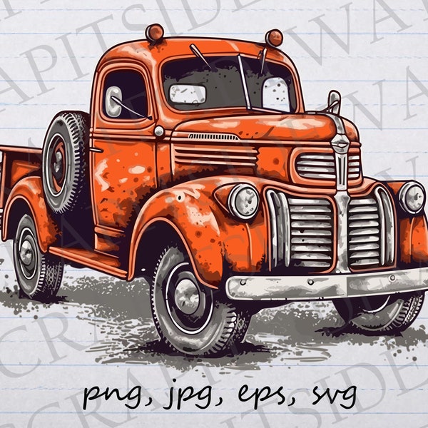 Retro Truck clipart vector graphic svg png jpg eps vintage vehicle t-shirt design sticker design