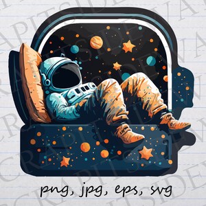 Astronauta en la cama de la galaxia clipart vector gráfico svg png jpg eps astronauta dormido galaxias espacio exterior