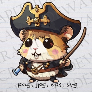 Hamster pirate clipart vector graphic svg png jpg eps cute pet
