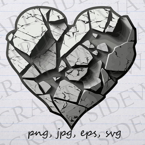 Heart made of stone clipart vector graphic svg png jpg eps heart of stone rock heart t-shirt design sticker design element