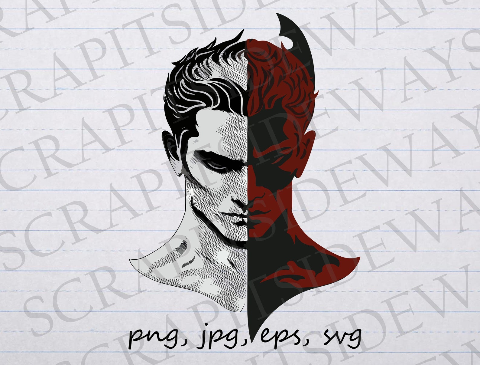 Half Devil Half Angel Clipart Vector Graphic Svg Png Jpg Eps Sticker ...