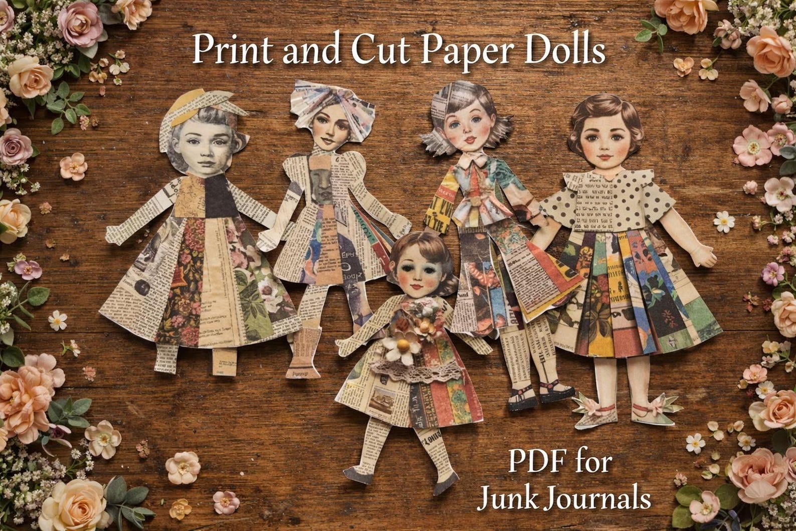 Vintage Paper Dolls Fussy Cut Printable Kit – Junk Journal Ephemera ...