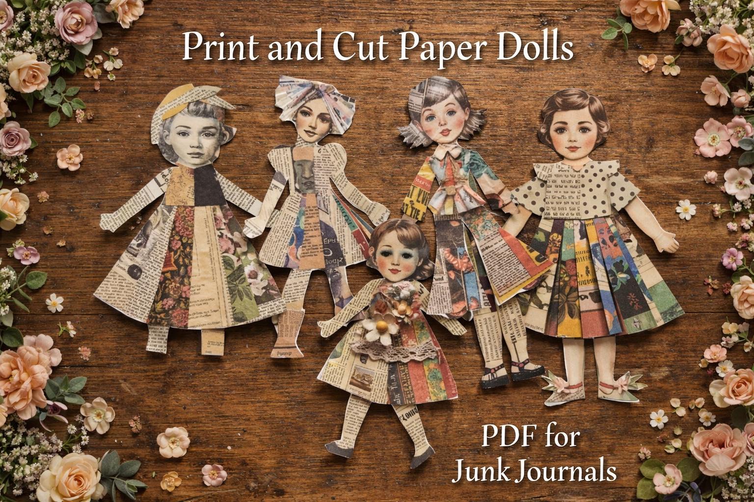 Vintage Paper Dolls Fussy Cut Printable Kit – Junk Journal Ephemera ...