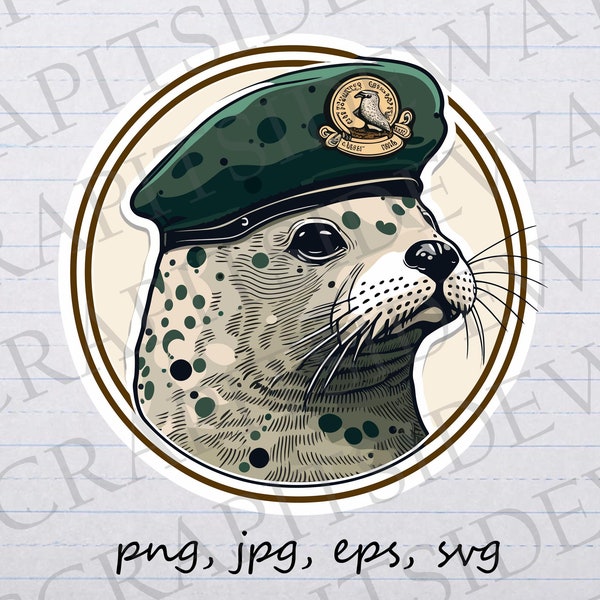 Seal in a beret clipart vector graphic svg png jpg eps t-shirt design sticker design military navy seal