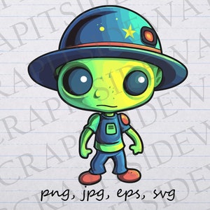 Cute alien clipart vector graphic svg png jpg eps alien cartoon alien