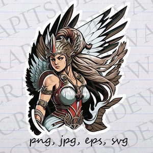 Walküre Clipart Vektorgrafik svg png jpg eps T-Shirt Design Aufkleber Design nordische Mythologie Märchen Frau mit Flügeln
