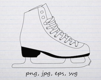 Figure skate skating silhouette clipart vector graphic Digital stamp svg png jpg eps ice skating