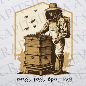 Vintage bijenhouder clipart vectorafbeelding svg png jpg eps Save the Bees