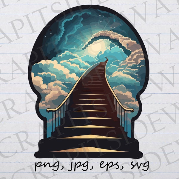 Stairway to heaven 2 clipart vector graphic svg png jpg eps stairs to space