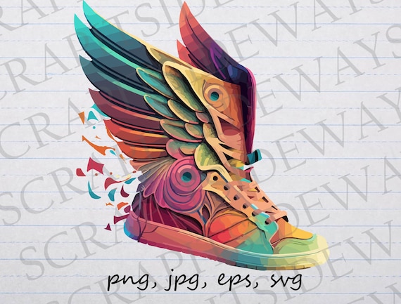 Sneaker mit Flugeln Clipart Vektorgrafik svg png jpg eps bunter Schuh mit Flugeln Etsy