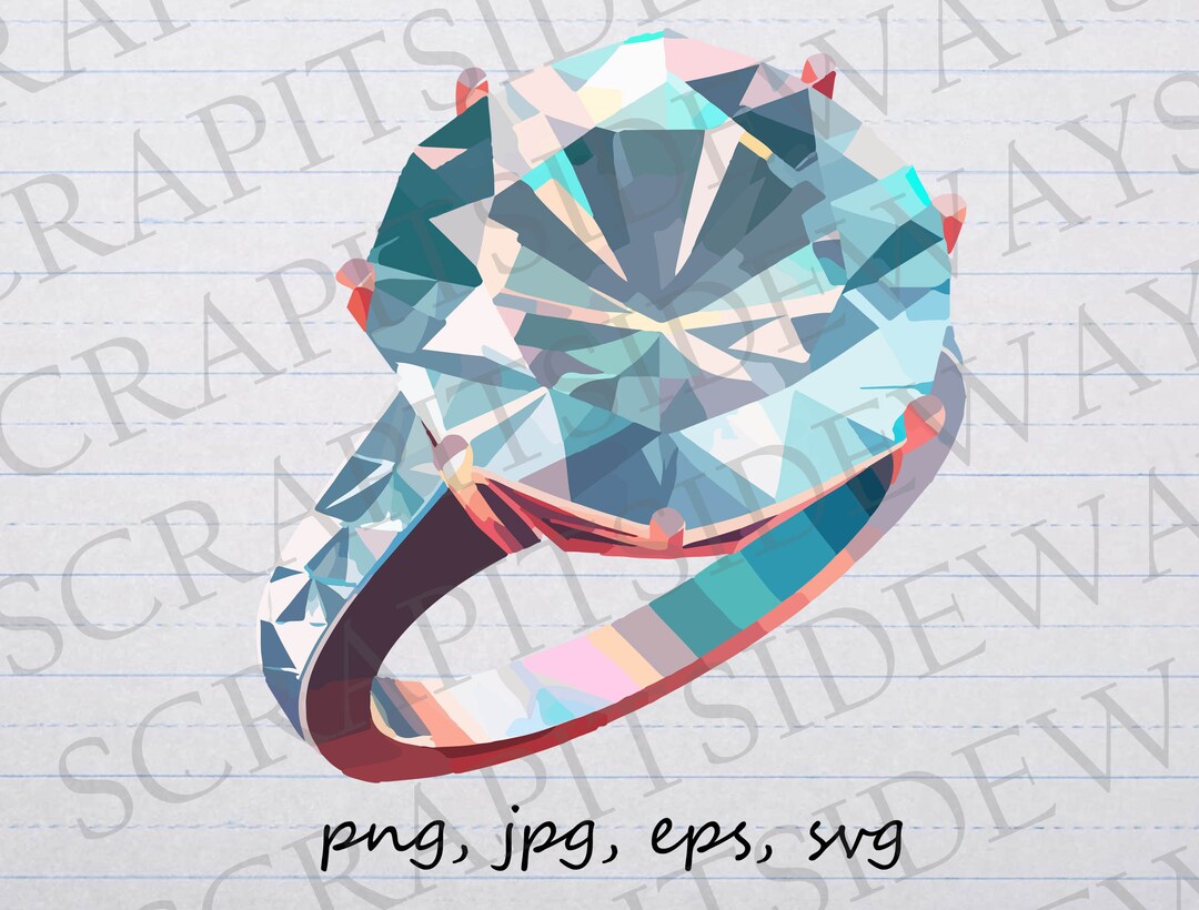 Diamond Ring Clipart Vector Graphic Svg Png Jpg Eps Engagement Ring - Etsy