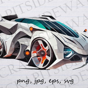 futuristic white car clipart vector graphic svg png jpg eps sci fi car