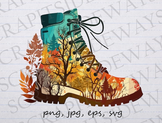 Colorful Hiking Boots With Trees Clip Art Clipart Vector Graphic Svg Png  Jpg Eps, Mountain Climbing - Etsy