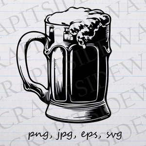 Mug of Beer silhouette outline clipart vector graphic svg png jpg eps cricut cutting file glass of beer