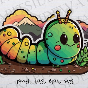 Cute caterpillar clipart vector graphic svg png jpg eps insect bug butterfly life cycle