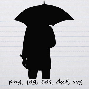 Man with umbrella silhouette clipart vector graphic Digital stamp svg png jpg eps dxf rain umbrella weather