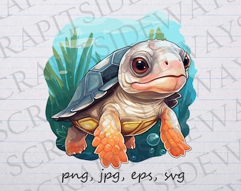 Sea Turtle clip art clipart vector graphic svg png jpg eps, cute turtle