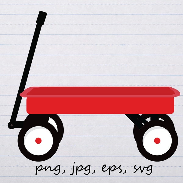 Red Wagon clipart vector graphic svg png jpg eps birthday christmas easter