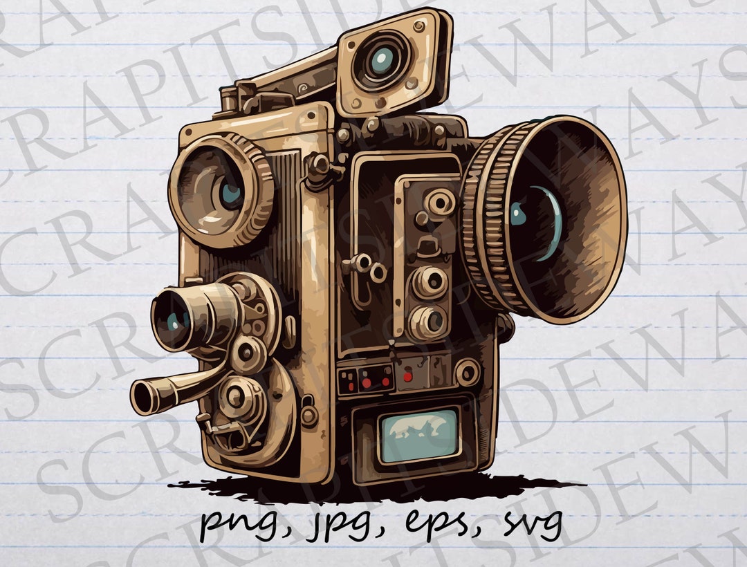 Vintage Movie Camera 2 Clipart Vector Graphic Svg Png Jpg Eps Film ...