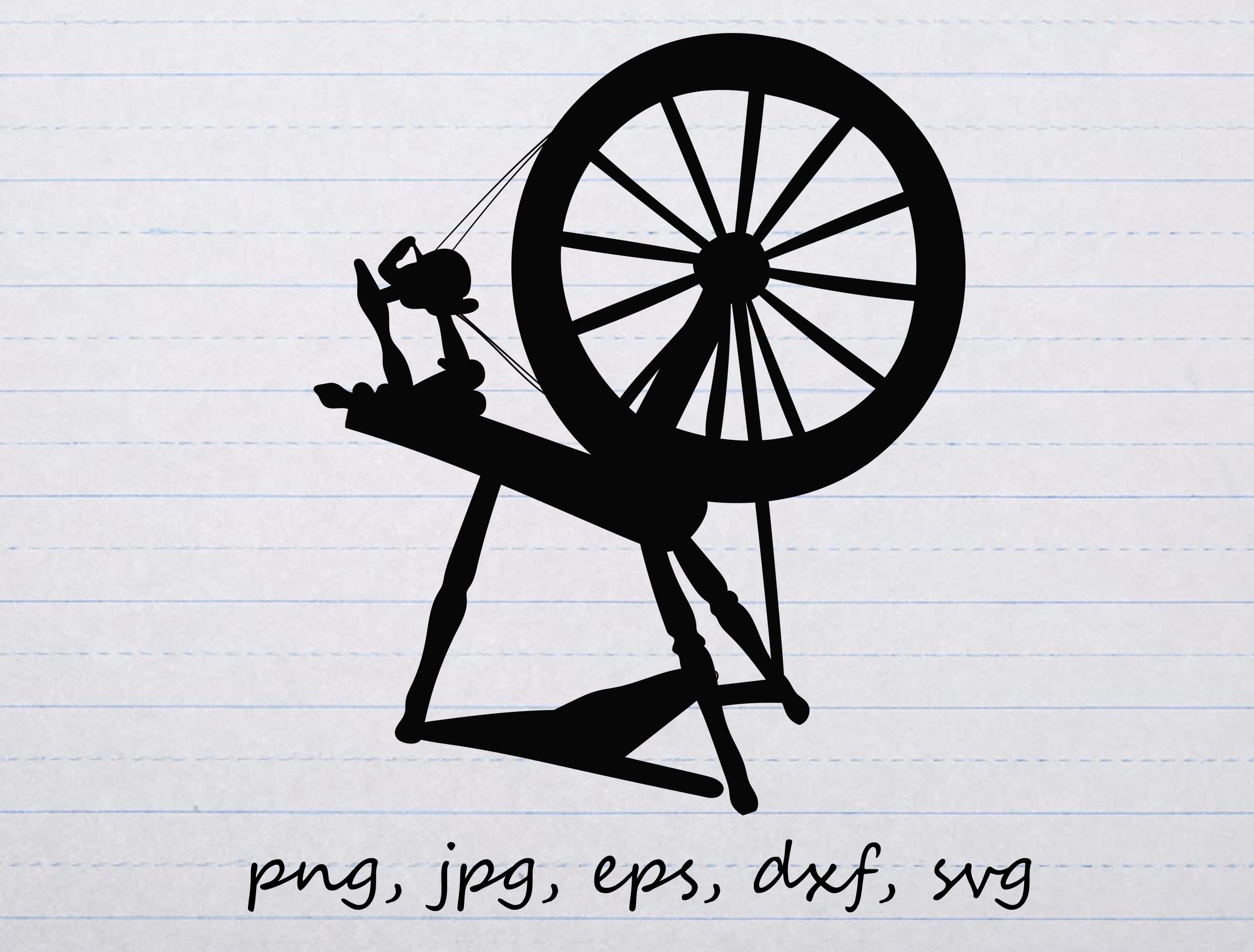 Spinning Wheel Silhouette Clipart Vector Graphic Digital Stamp Etsy