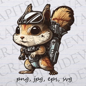 Sci fi Chipmunk pilot clipart vector graphic svg png jpg eps futuristic chipmunk t-shirt design sticker design