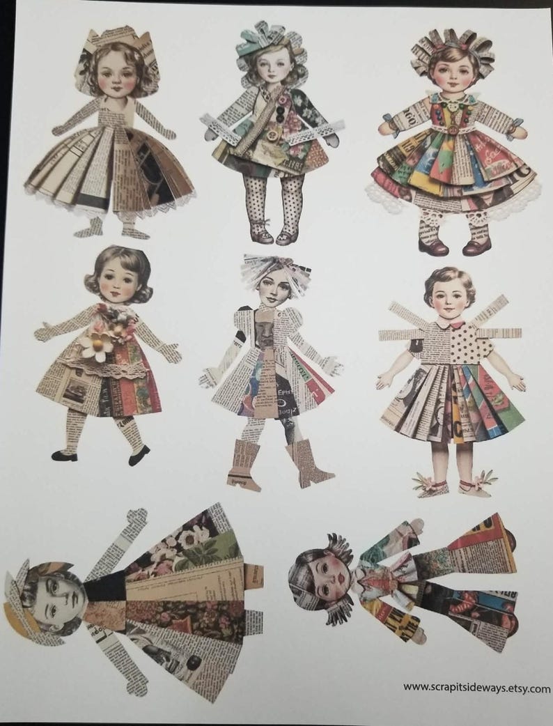 Vintage Paper Dolls Fussy Cut Printable Kit – Junk Journal Ephemera ...