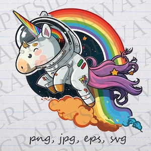 Weltraum Einhorn Clipart Vektorgrafik svg png jpg eps Astronaut Einhorn Weltraum