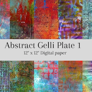 Abstract gelli plate digital paper set of 10 digital download backgrounds art journal monoprint scrapbooking