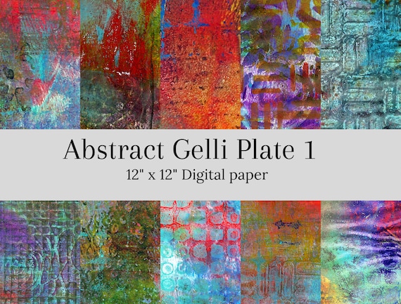 Abstract gelli plate digital paper set of 10 digital download backgrounds  art journal monoprint scrapbooking