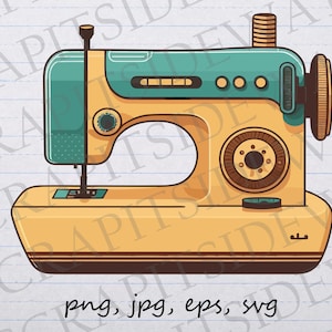 Retro Sewing Machine vector graphic svg png jpg eps clipart seamstress quilting