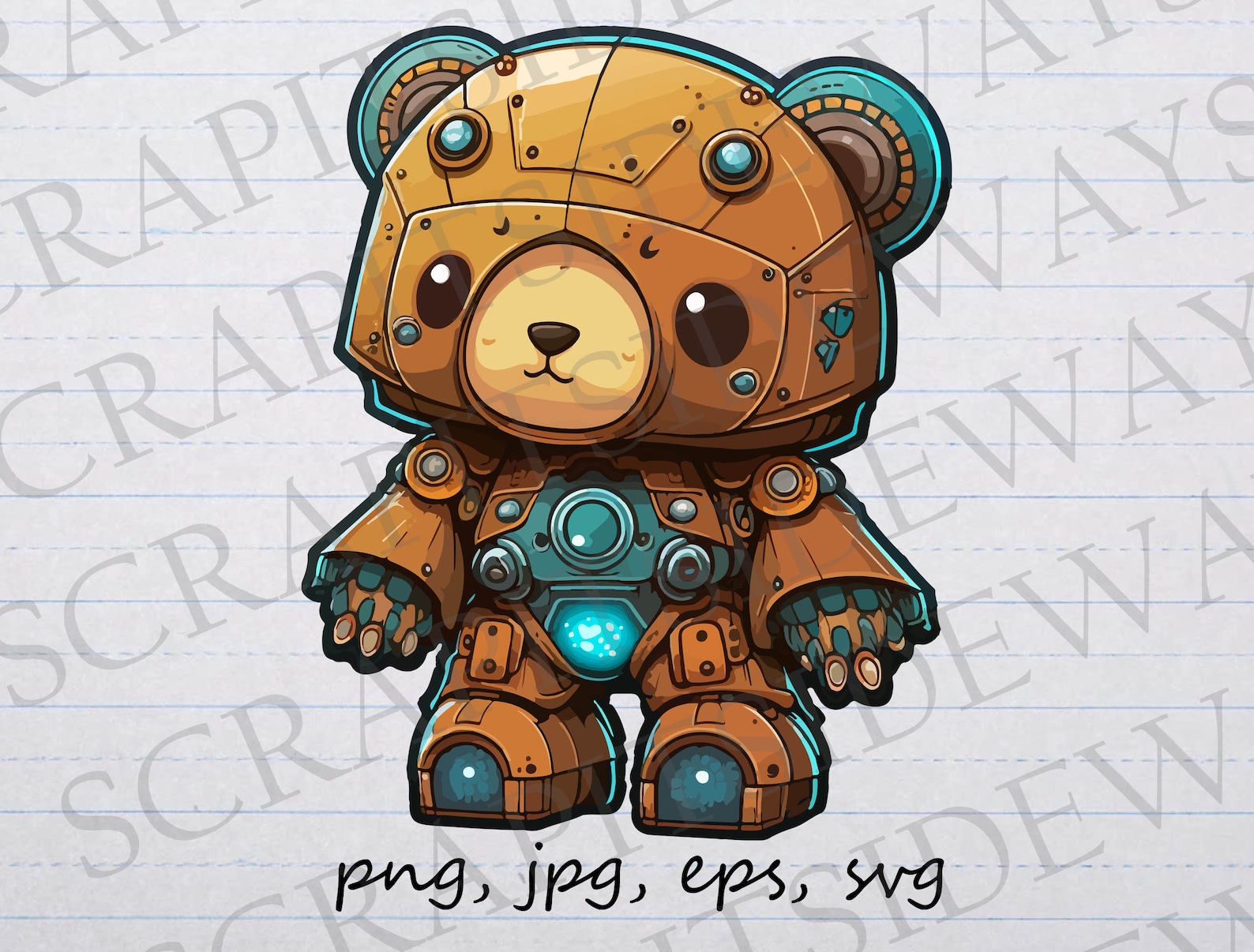 Robot Teddy Bear 2 Clipart Vector Graphic Svg Png Jpg Eps Sci Fi Bear ...