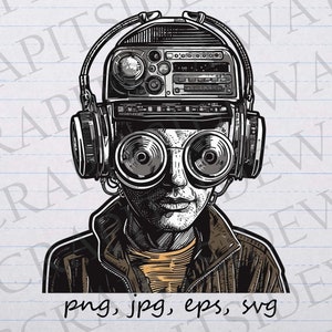 Radio, Mann, Mann, Clipart, Vektorgrafik, für Kopfhörer, Kopfhörer, Musik, Kopfhörer, DJ, Deejay, Discjockey, elektronisch