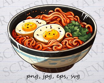 Ramen noodle bowl clip art clipart vector graphic svg png jpg eps, Asian noodles, ramen bowl