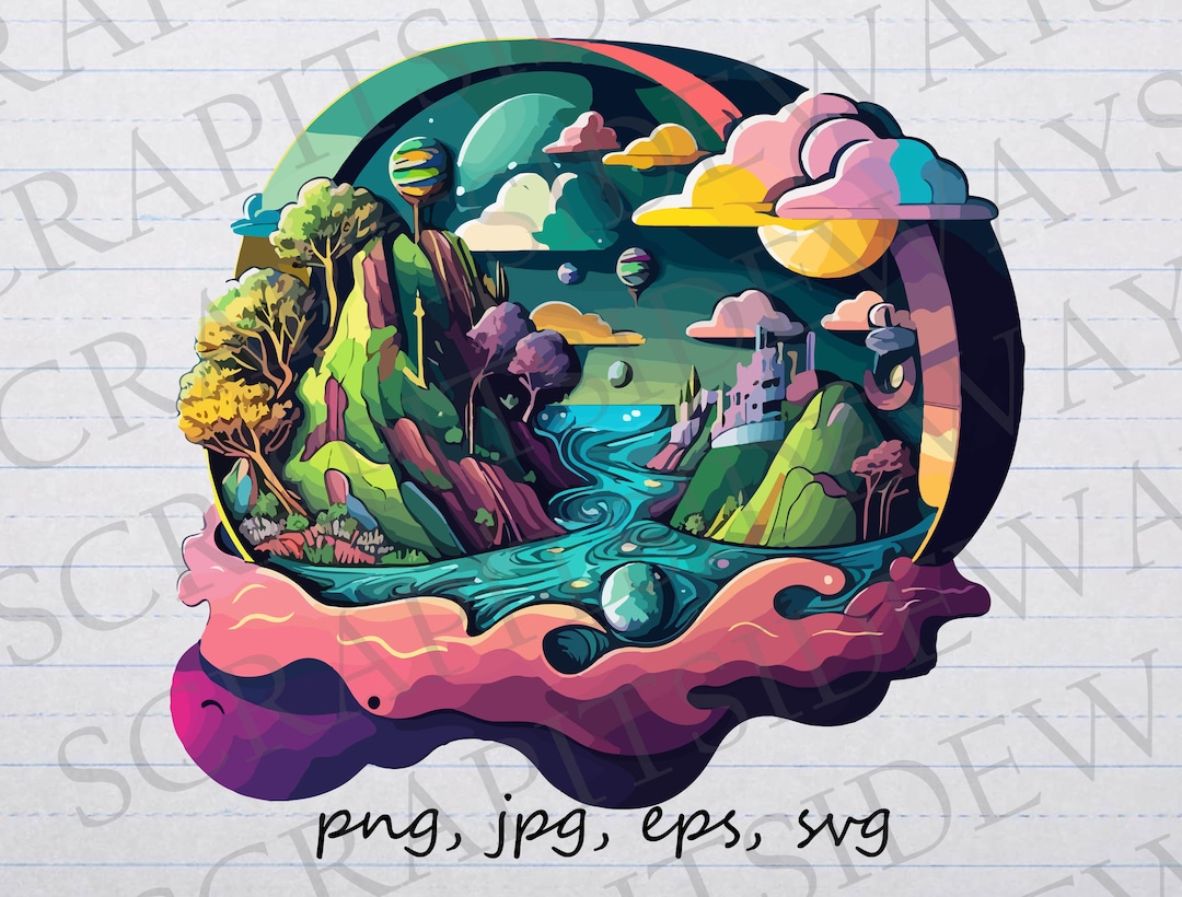 Fantasy World Clipart Vector Graphic Svg Png Jpg Eps Strange Planet - Etsy