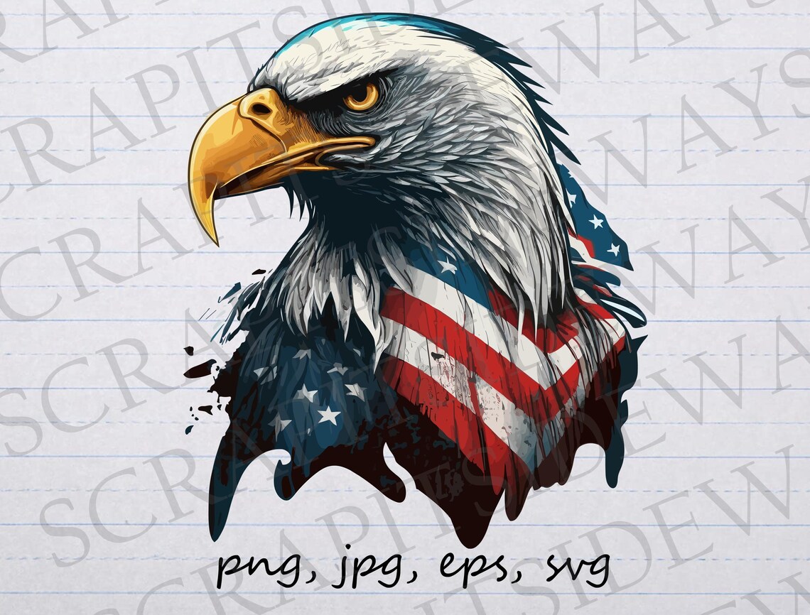 American Flag Bald Eagle Clipart Vector Graphic Svg Png Jpg Eps Bird ...