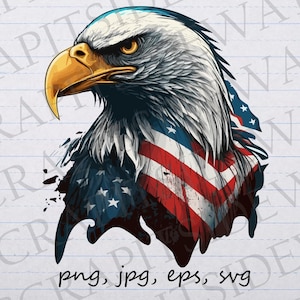 American Flag Bald eagle clipart vector graphic svg png jpg eps bird America USA Independence day patriotic