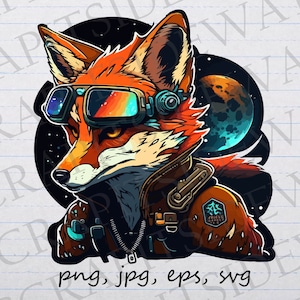 Fox espacio pirata clipart vector gráfico svg png jpg eps astronauta zorro espacio exterior