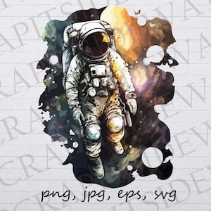 Astronaut in galaxy clipart vector graphic svg png jpg eps outer space galaxies
