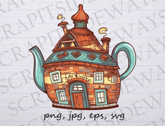 Whimsical Teapot Clip Art Clipart Vector Graphic Svg Png Jpg Eps