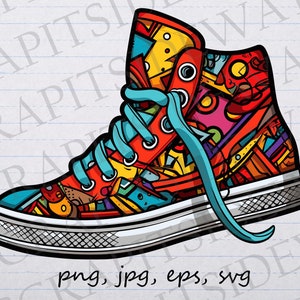 Colorful Sneaker clipart vector graphic svg png jpg eps shoe sneakerhead sneaker head doodle art sneaker