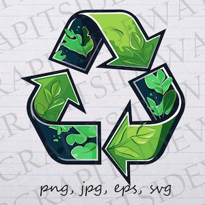 Plant recycle symbol clip art clipart vector graphic svg png jpg eps, recycling symbol, save the planet