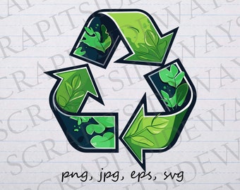 Plant recycle symbol clip art clipart vector graphic svg png jpg eps, recycling symbol, save the planet