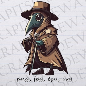 Vintage plague doctor clipart vector graphic svg png jpg eps sticker design t-shirt design sickness pandemic black death