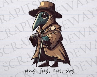 Vintage plague doctor clipart vector graphic svg png jpg eps sticker design t-shirt design sickness pandemic black death