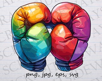 Rainbow boxing gloves clip art clipart vector graphic svg png jpg eps sports, colorful boxing gloves, boxing mitts