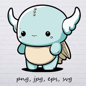 Chibi Axolotol lindo ángel clipart vector gráfico svg png jpg eps hada