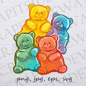 Gummy bears candy clip art clipart vector graphic svg png jpg eps, gummy candy, sweets, gummies