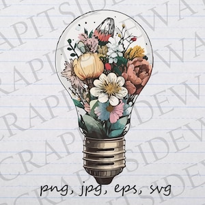 Ampoule avec fleurs clipart vectoriel svg png jpg eps floral ampoule