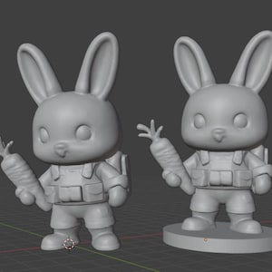 Bunny soldier STL File ONLY, military rabbit, kid friendly, resin printing, FDM printing, 3D printing file, Digital Download, 3D figure