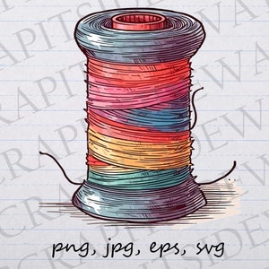 May include: A colorful spool of thread with a red, orange, yellow, green, blue, and purple color scheme. The spool is made of wood and has a metal cap on each end.